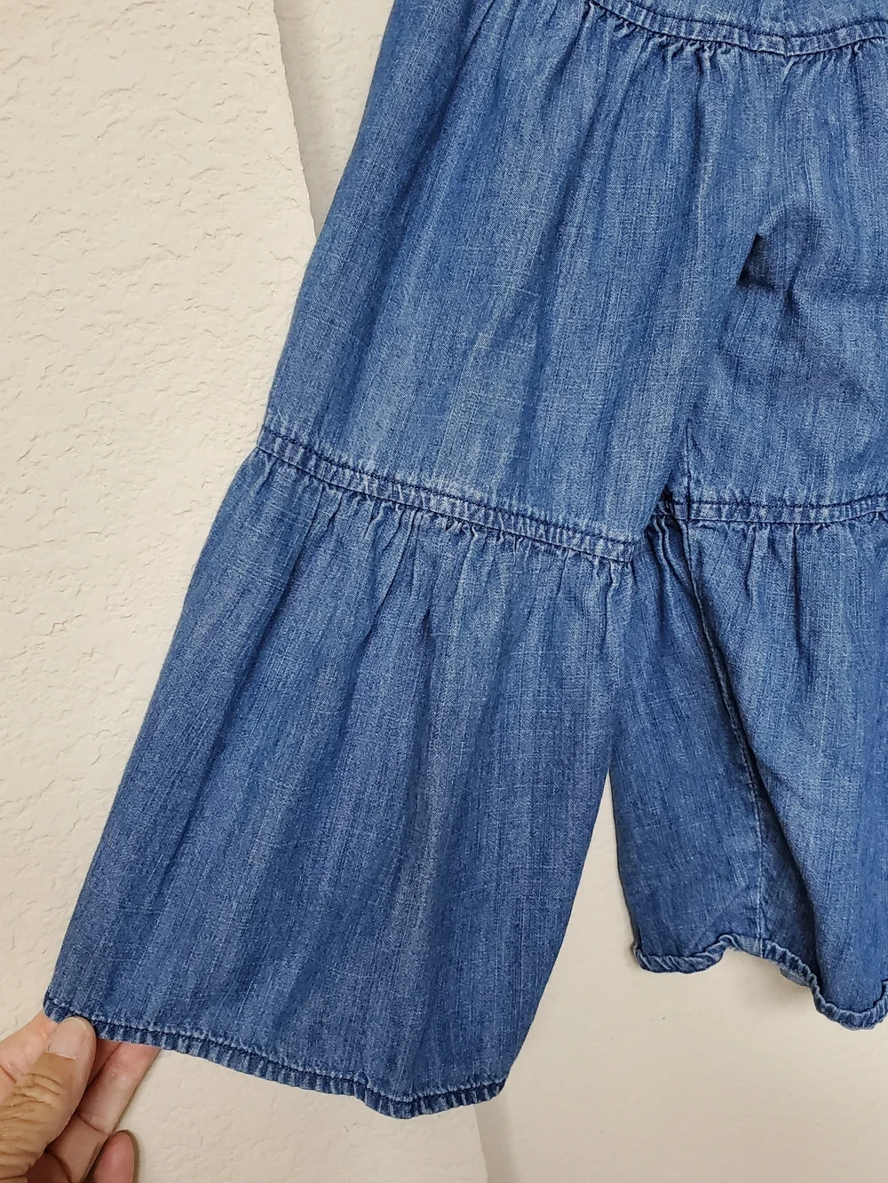 Madewell Blue Denim Tiered Peasant Boho Blouse. Size Small - Picture 2 of 6